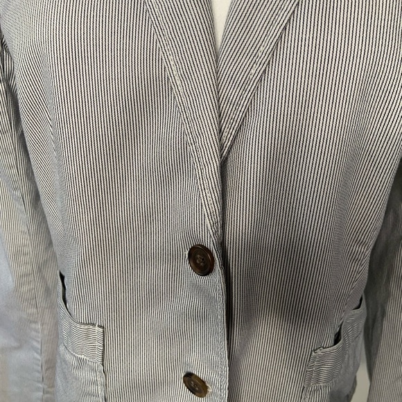 J crew factory womens blazer sz 6 blue pin stripe schoolboy academia pocket - Picture 6 of 10